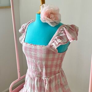 Old Navy pink gingham dress - L
